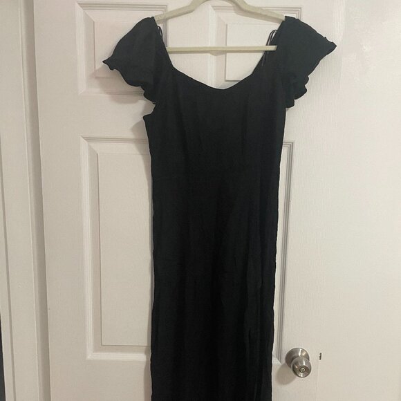 Flutter-Sleeve Crepe Midi Dress Old Navy size Small Tall color Black Jack - Picture 3 of 5